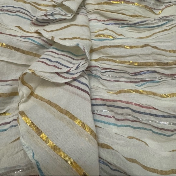 Tularosa Metallic Ruffle Stripe Brittany Mini Dress Marshmallow Boho Small - Picture 5 of 12